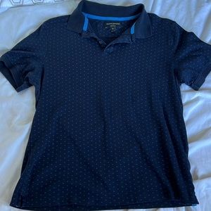 Navy with blue trim in collar & blue design